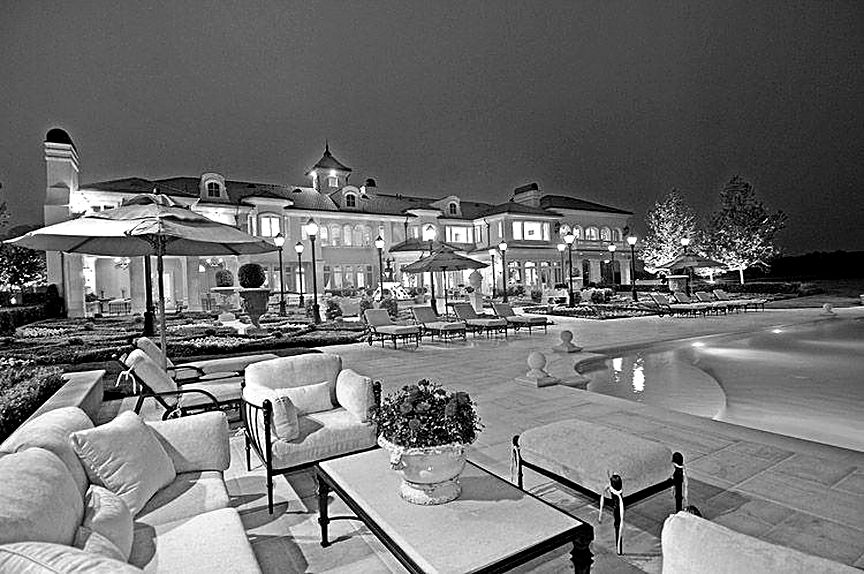 A villa at night